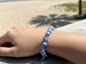ocean serenity beaded bracelet with starfish & sea turtle charms